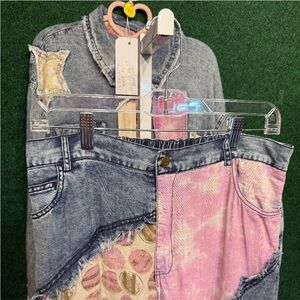 054 BlueVelvet Star Patchwork Jeans